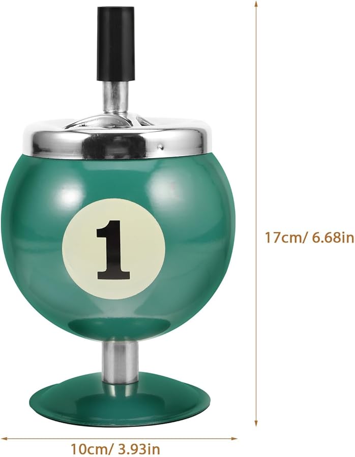 Vintage Style Automatic Windproof Metal Ashtray with Lid Push Button Design for Home Office - Image 2